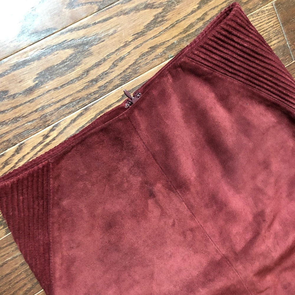 [Dkny] leather suede burgundy skirt